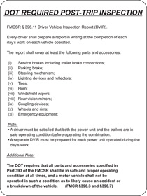 DOT Required Post Trip Inspection